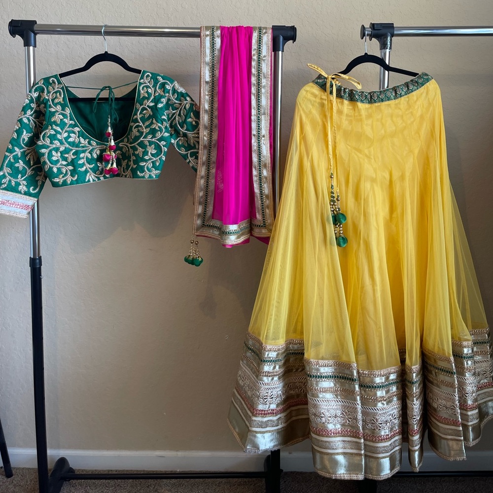 Multi-Colored Lenhga with heavy embroidery Lehenga Outfit (size 38)